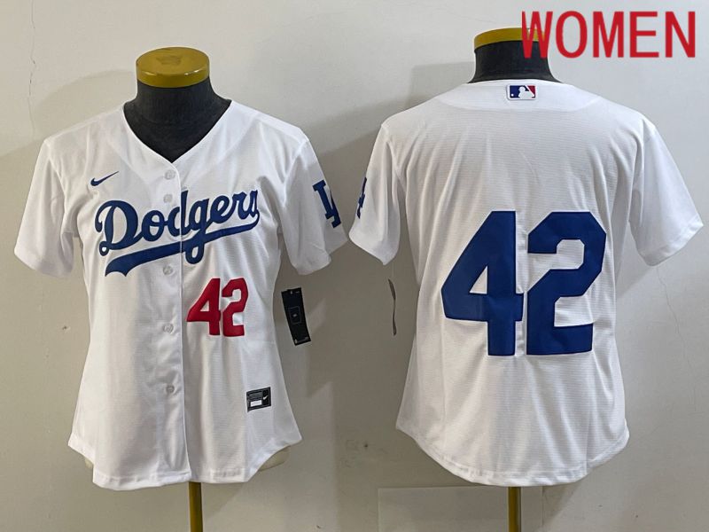 Women Los Angeles Dodgers #42 Robinson White 2024 Nike MLB Jersey style 1->baltimore orioles->MLB Jersey